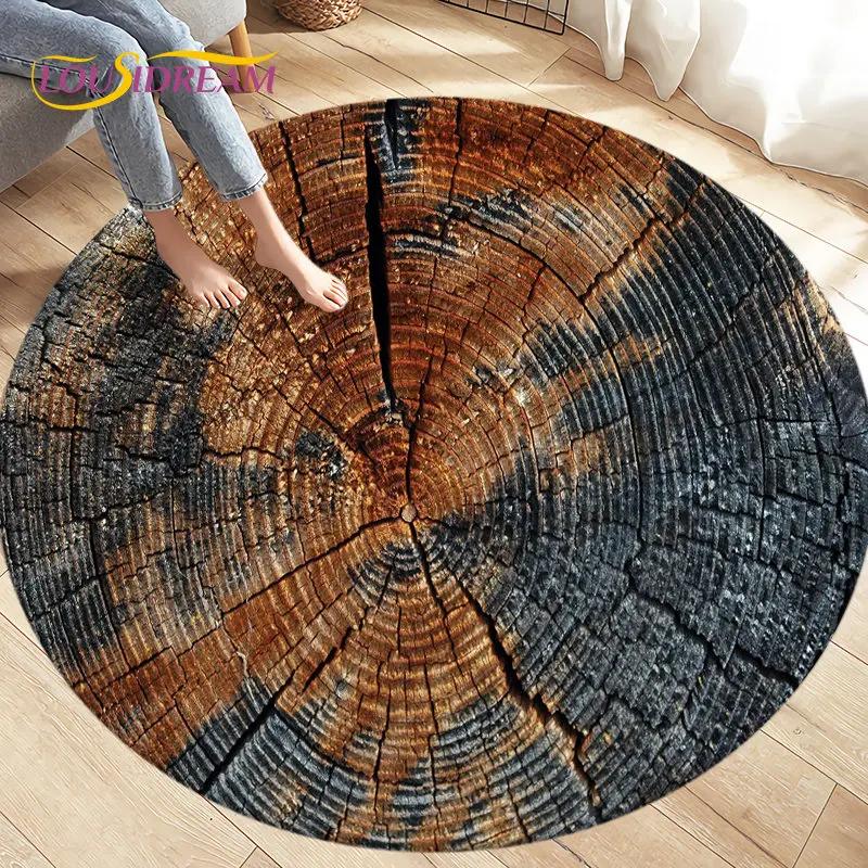 3D Wood Grain Round Area Rug,Circle Carpet Rug for Living Room Bedroom Sofa Cloakroom Decor,Kids Play Non-slip Floor Mat,Pet Mat