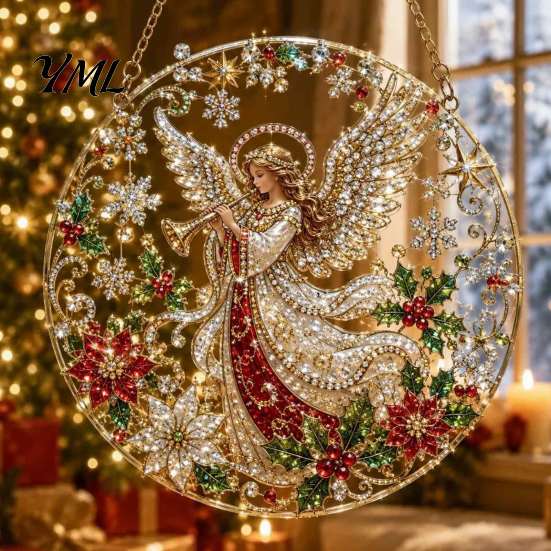 Innovative Holiday Gifts for Relatives Christmas Hanging Diamond Art Ornament, 2D Acrylic Pearl Painting Ornaments Tree Pattern Suncatcher,