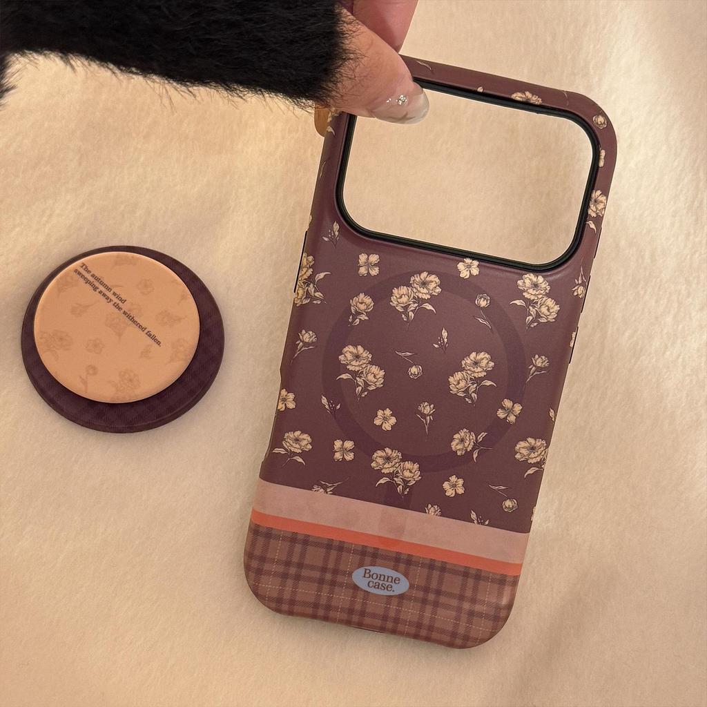 Retro Blommigt Ställ Telefonfodral för iPhone 17 och iPhone 17 Pro Max
