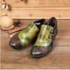 Johnature Genuine Leather Ethnic Style Pumps Women Shoes Round Toe Fashion Handmade Med Heels Ladies Shoes