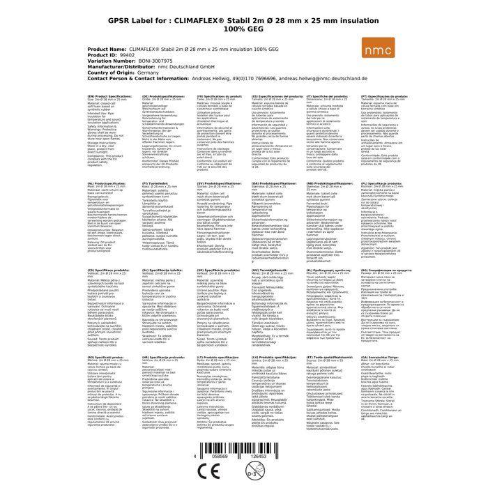 Insulation Flexible Pipe 2m, Ø 28mm, 25mm, Soft Foam, GEG