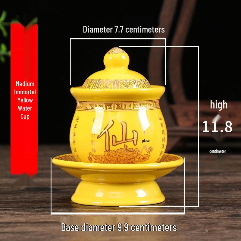Coppa per Acqua per Altare Buddista in Ceramica di Loto con Mantra della Grande Compassione - Tazza per Offerte a Guanyin