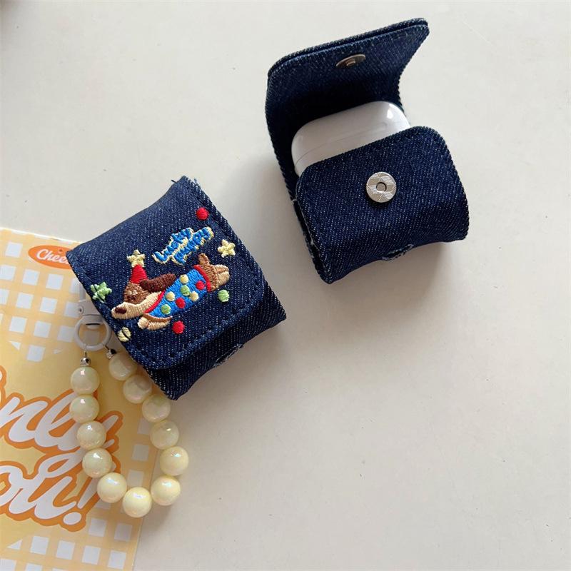 Cute Denim Earphone Bag Case For Earphone Protector Cover Headset Box Cases Wireless Bluetooth Earphone Accessories