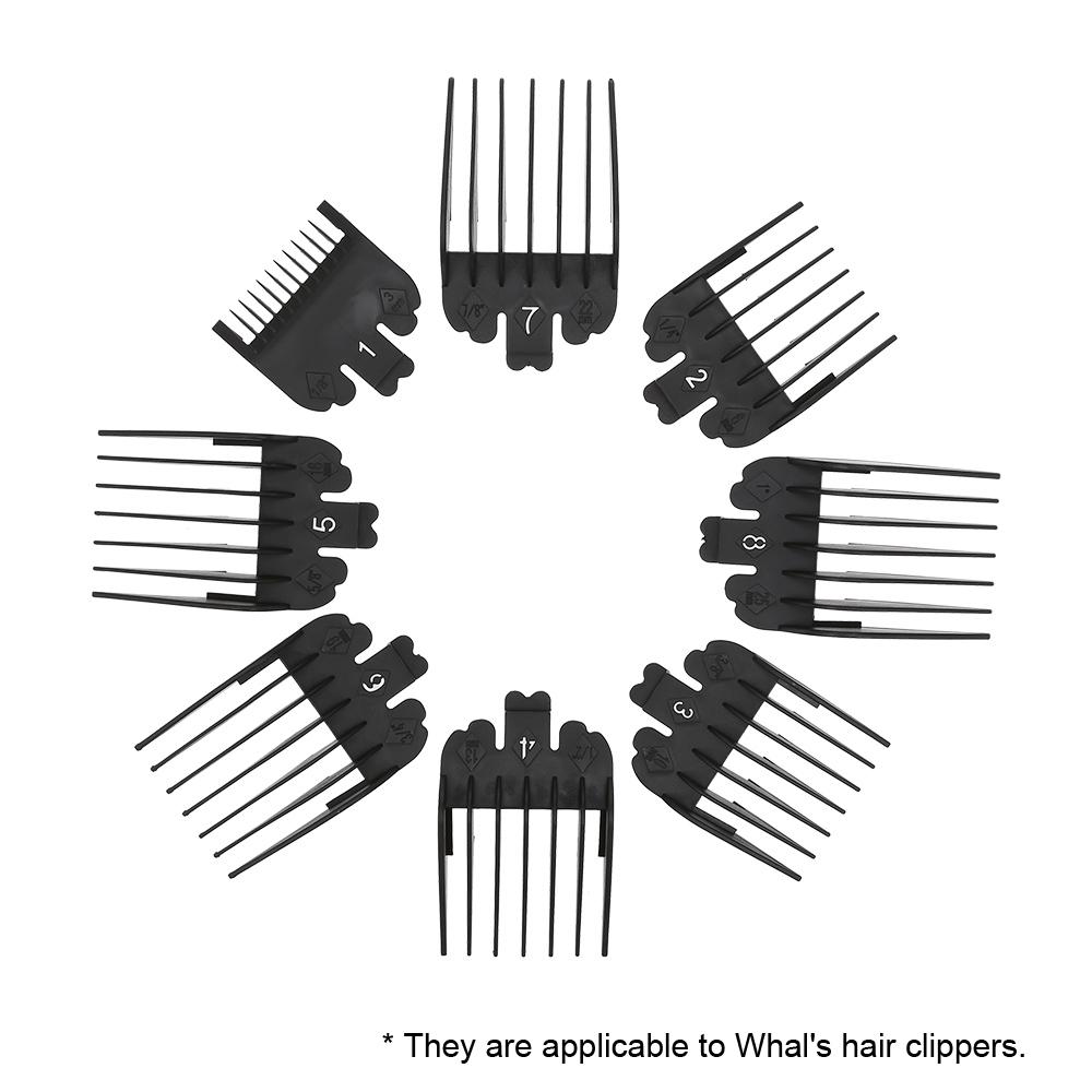 Kit guia de pentes para máquina de cortar cabelo, acessórios de proteção para aparador de cabelo preto, conjunto de 8 ferramentas para salão de beleza