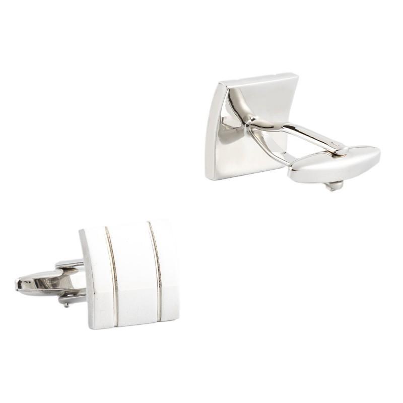 Square Electroplated Silver Smooth Brushed Metal Cufflinks Men s Shirt
