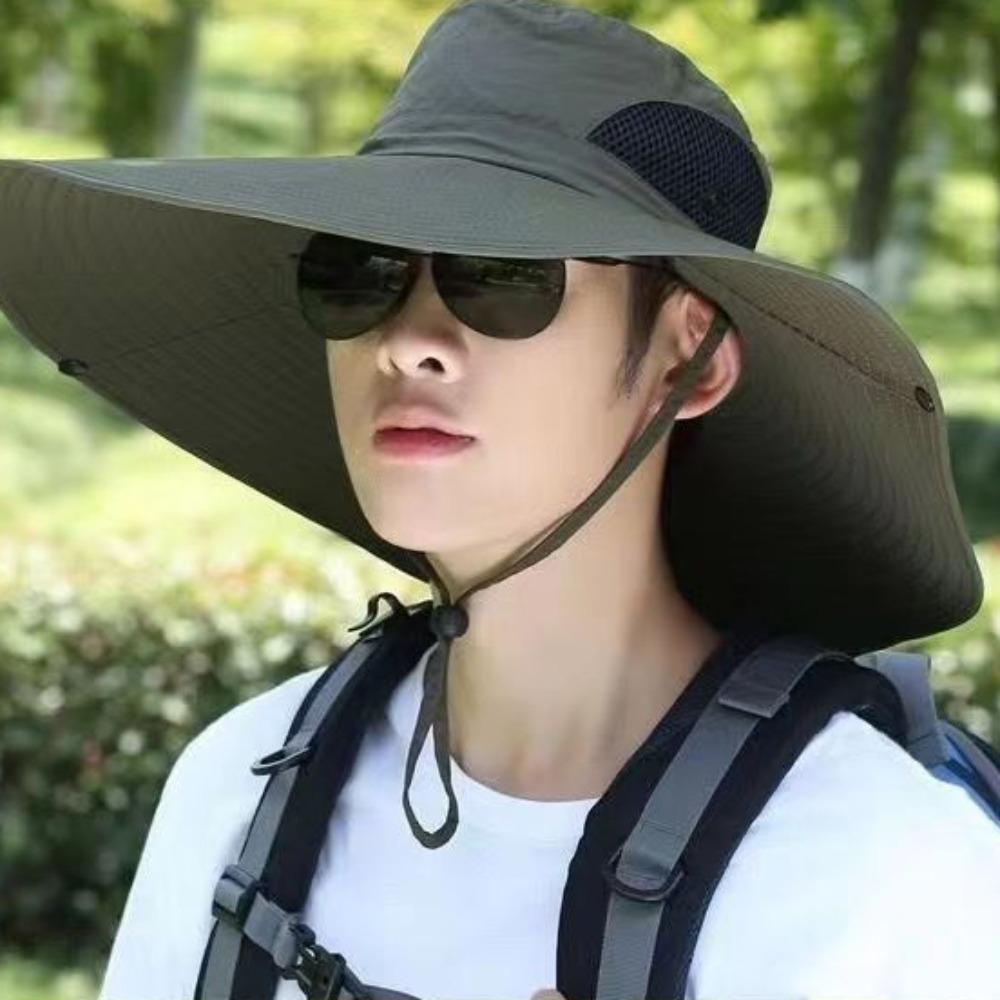 Wide Brim Women Beach Hat Polyester Hat for Men Summer Foldable Men's Bucket Hat  Fishing