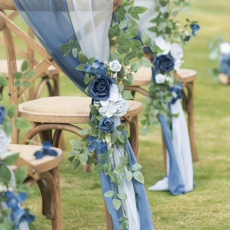 2pcs Chiffon Chair Sashes Wedding Chair Decoration 20x250cm for Wedding Aisle Party Banquet Event Baby Shower