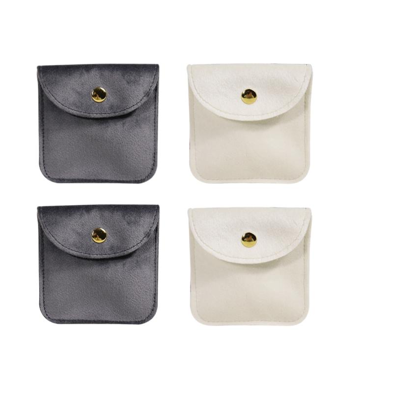 Soft Velvet Jewelry Pouch With Snap Button Mini Storage Bag For Earrings Rings Necklaces Luxury Jewelry Packaging Organizer