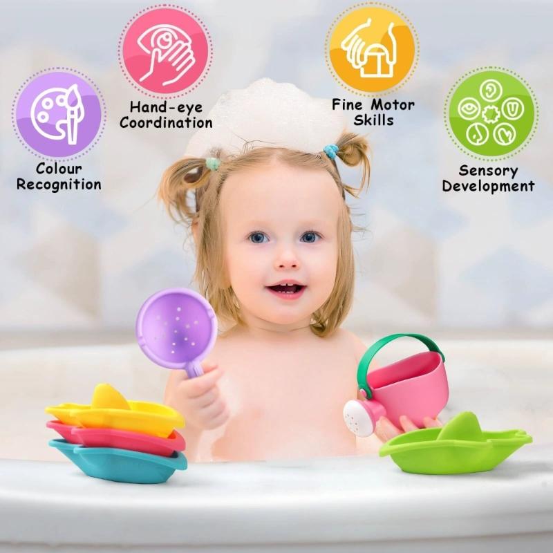 Colorful Kids Water Play Toy Set With Animal Cups Watering Can And Scoops Swimming Pool Beach Toy For Pool Bath Time Fun