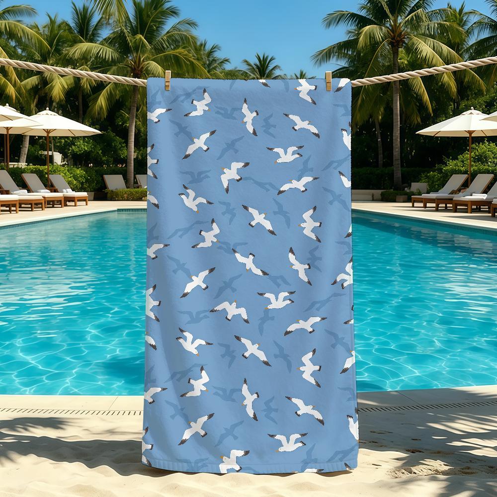 Meeuw Handdoek Dierlijk Voor Schattige Buiten Kamperen Strandhanddoek Super Absorberend Sneldrogend Zomerhanddoek STJ150x180CM