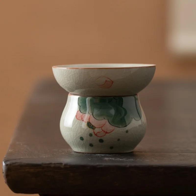 Keramisk Håndmalt Tesil Geyao Tefilter Vintage Lotus Tesil Kung Fu Tesett Tilbehør for Hjemmekontor
