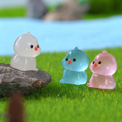 Cartoon Luminous Chick Figurines Glow In Dark Resin Crafts Chick Figurines Miniatures Cute DIY Mini Chick Statue