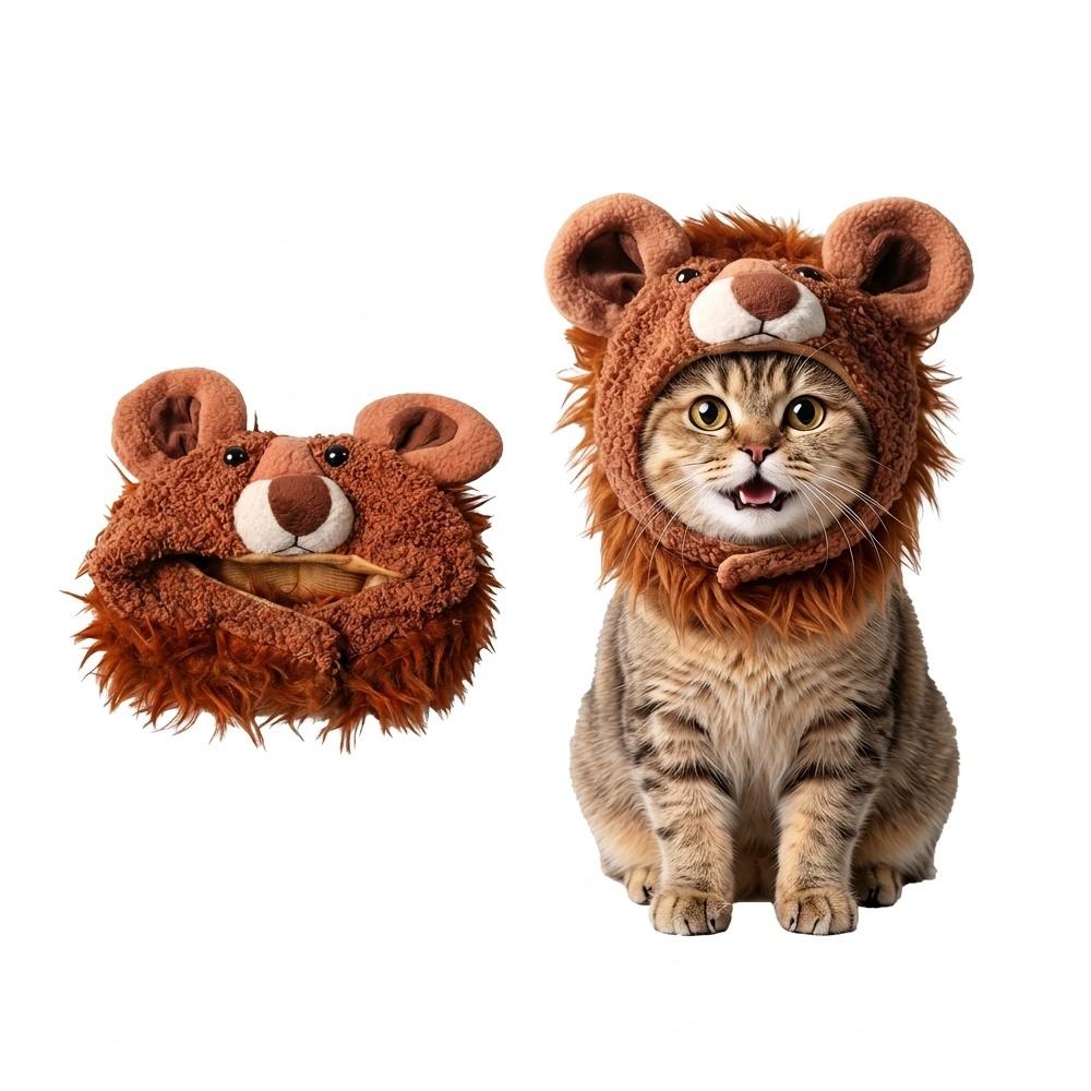 Funny Dog Plush Lion Hat Skin Friendly Cat Costume Headwear Cat Lion Shape Hood Birthday Gift