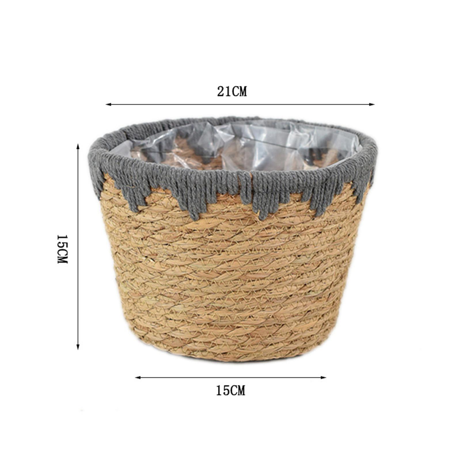 

Тканая корзина для цветов ручной работы, декоративная корзина для хранения белья, соломенная плетеная корзина из ротанга и водорослей, садовая корзина для хранения цветочного горшка