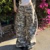 Street-style Amerikaanse schuimdruk camouflage gewassen broek voor dames