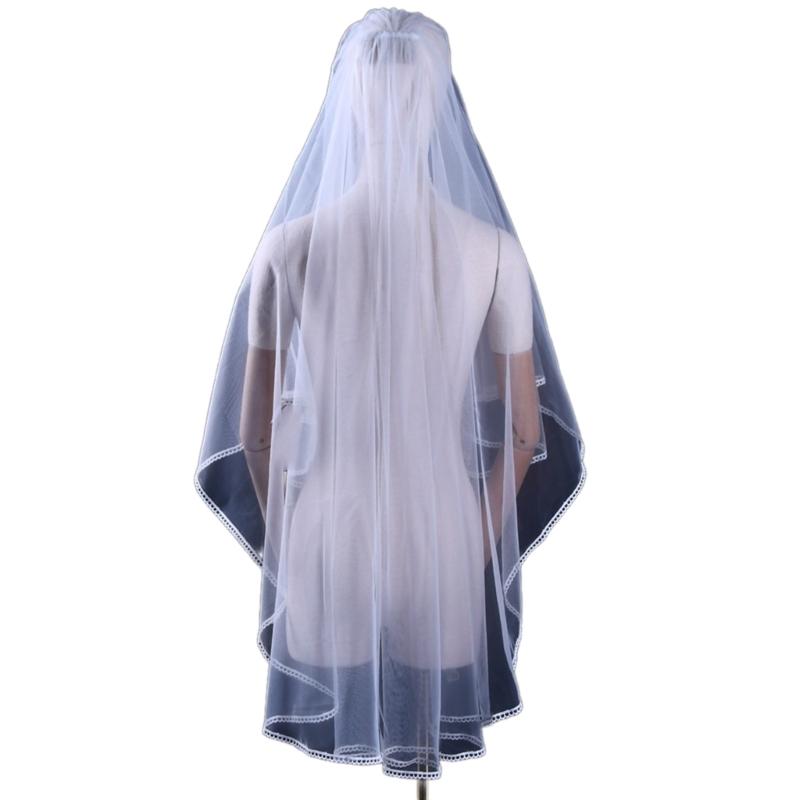 Long Wedding Veil Lace Veils with Hair Comb Wedding Hair Accessories White 2-Layer Wedding Veil 1