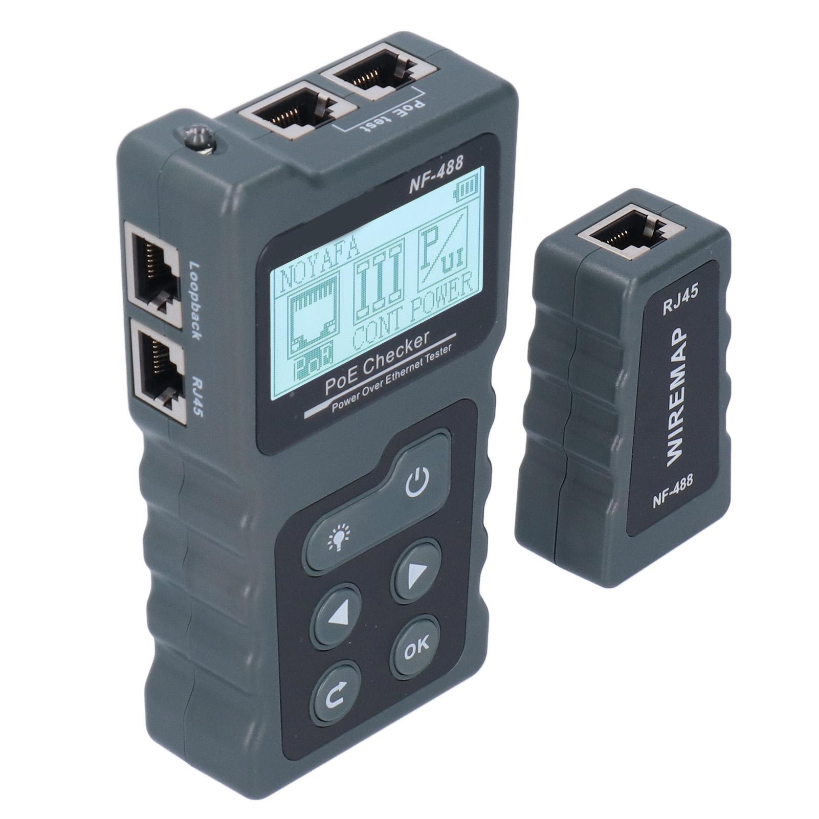 

NF488 LCD Ethernet POE Тестер Автоматична ідентифікація POE Детектор Перевірка Кабель живлення від камери