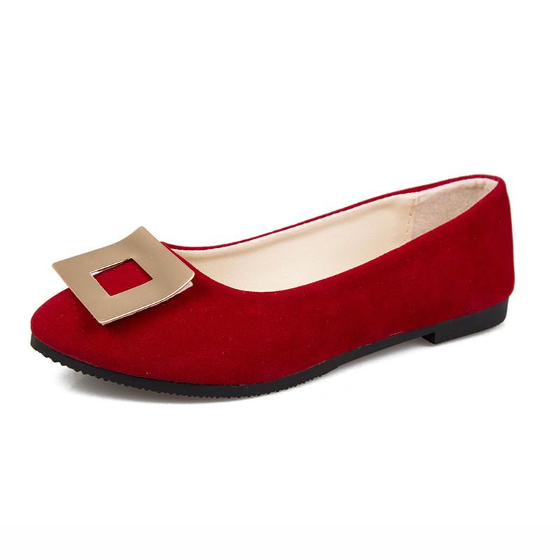 Women Girls Solid Big Size Slip On Flat Shallow Comfort Casual Single Shoes 23 Colors