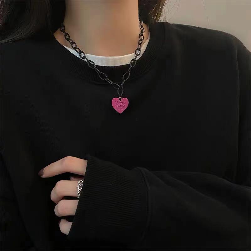 "European & American Double-Layer Love Necklace: Hip-Hop Inspired Long Sweater Chain for Women"