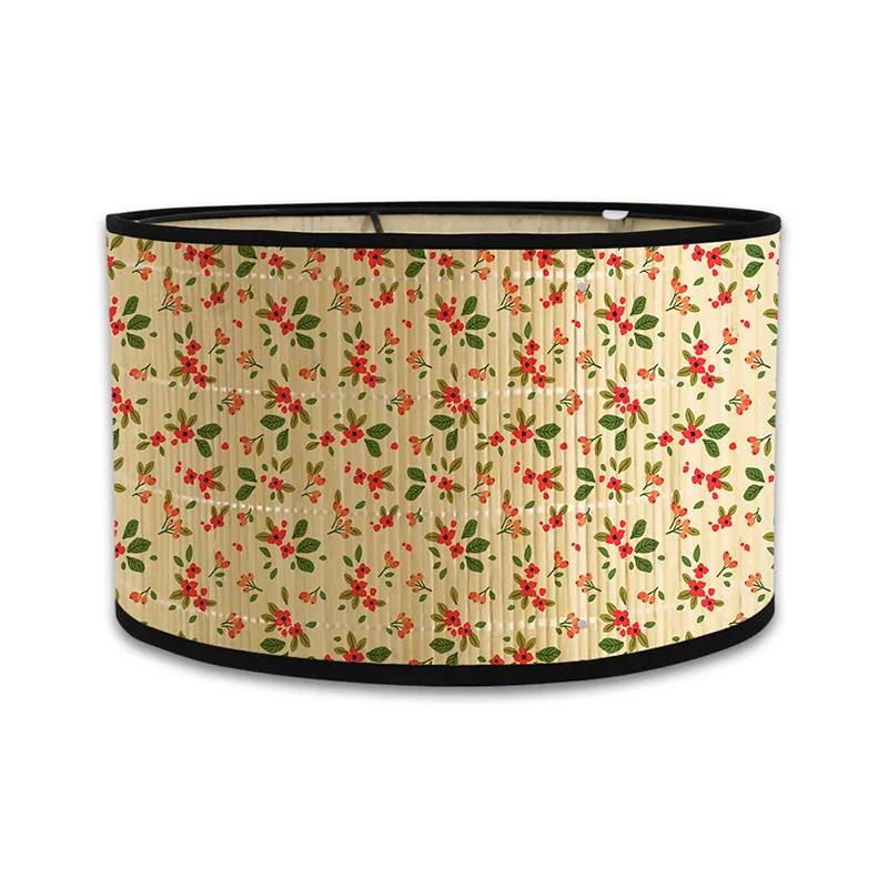 Japanischer Retro-Stil Bambus Lampenschirm Moderner Schlichter Blumenmuster Lampenschirm Ferienhaus Kronleuchter Lichtabdeckung Wandlampenschirm