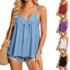 Women Casual Lace Trim V Neck Camisole Top Lightweight Spaghetti Strap Loose Fit Summer Tank Blouse