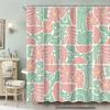 Boho Abstract Colorful Floral Shower Curtain – Vintage Patchwork Design, Pink & Green Flowers, Geometric Pattern
