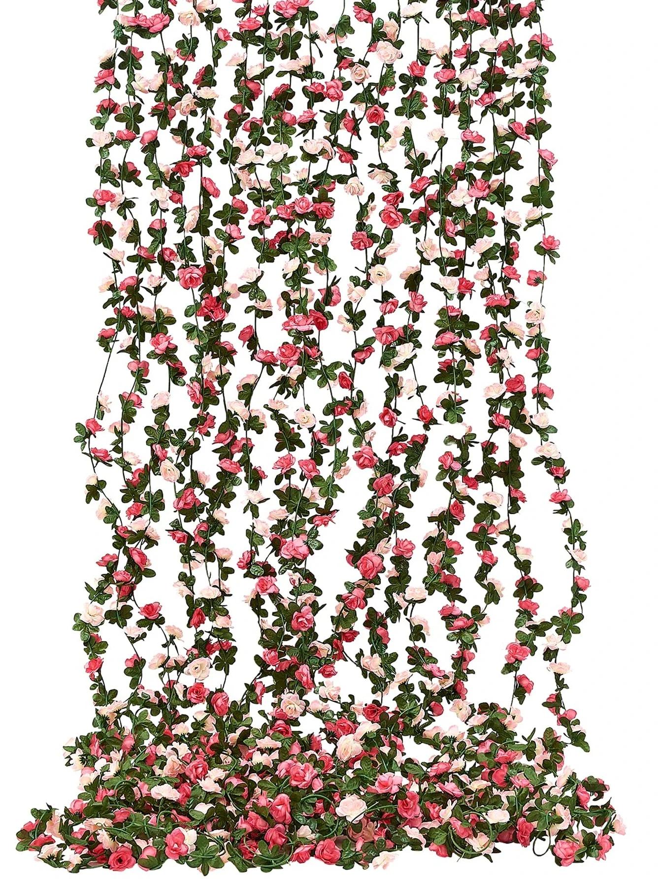 

8,2 фута искусственные цветочные растения 45 голов искусственные розы виноградные лозы цветы для дома отеля офиса свадьбы вечеринки сада ремесла искусства украшения 1pc