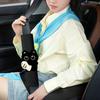 1PC Black Cat & Fish Decor Car Shoulder Pad Cover Fashionable Elegant Design Comfort Enhancer Fits Most Vehicles
