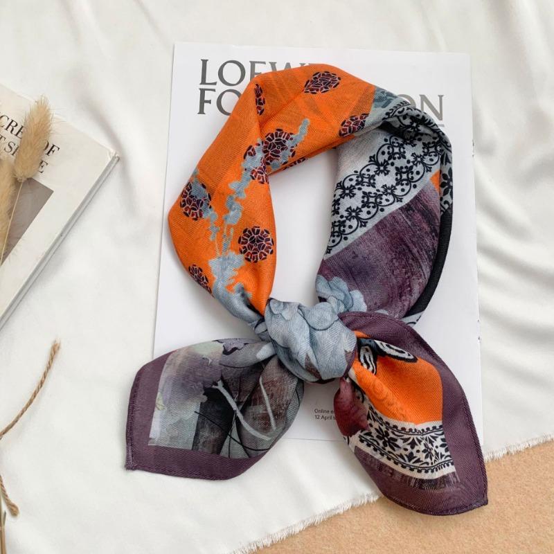 Square scarf new neck scarf scarf small shawl travel bag headscarf versatile cashew flower silk scarf