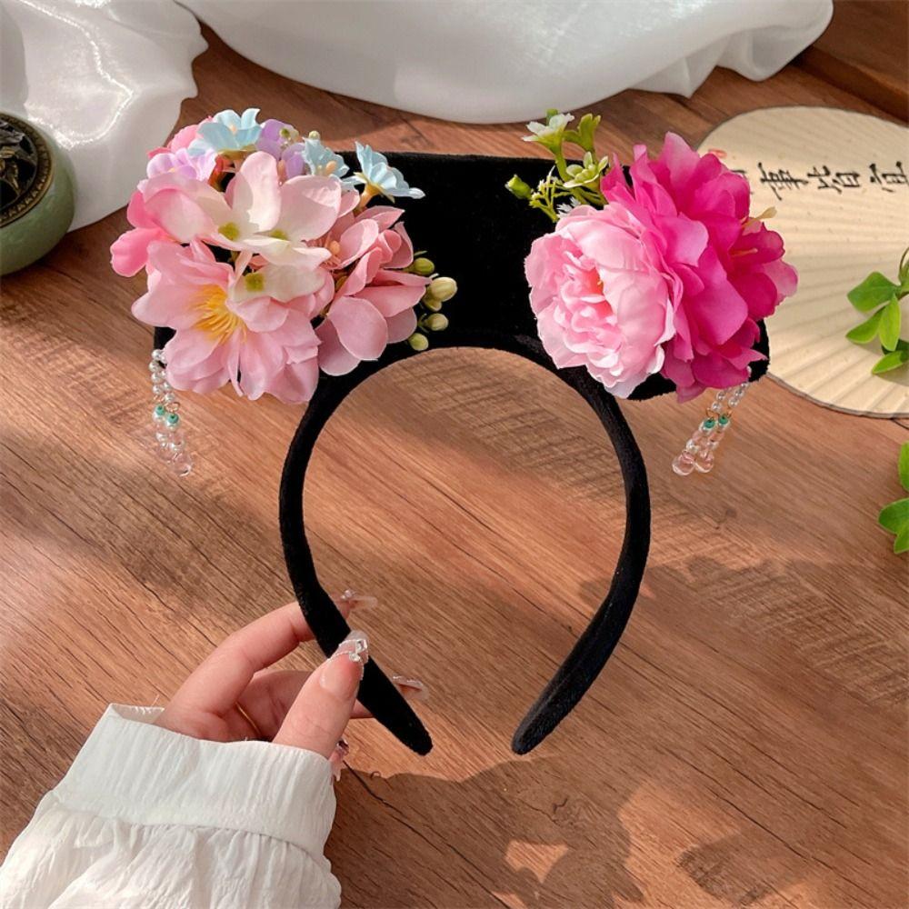 

Flower Chinese Style Headwear Tassel Hanfu Hair Clip Ancient Style Headband Princess Hair Hoop style2