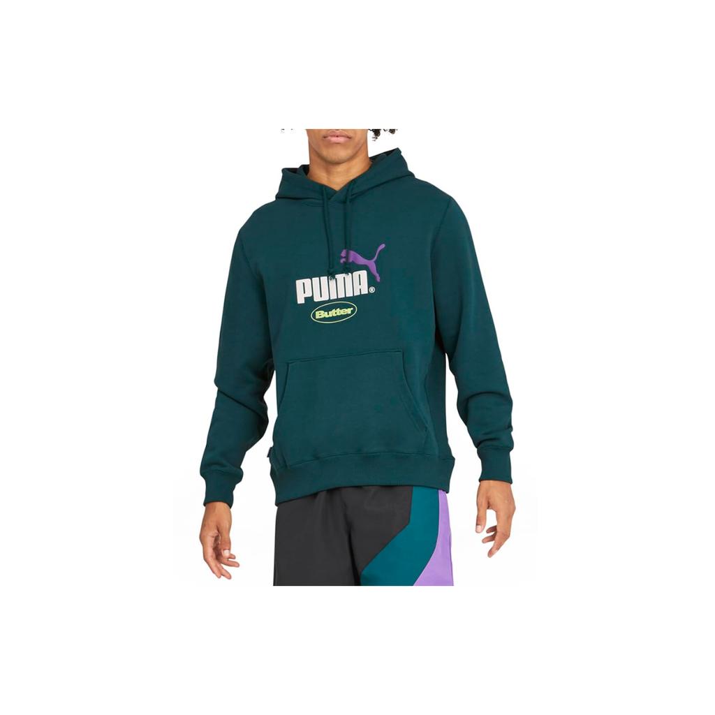 Puma X Butter Goods Logo Potisk Volná Mikina Unisex Vrcholy Jezerně Zelená 532438-40