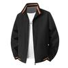 Men's Casual Stand-up Collar Jacket - Spring/Autumn, Solid Color, Trendy Dad Style, Plus Size Available