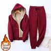 Set Moda da Donna con Fodera in Pile: Cardigan con cappuccio autunno/inverno e pantaloni da jogging slim fit.