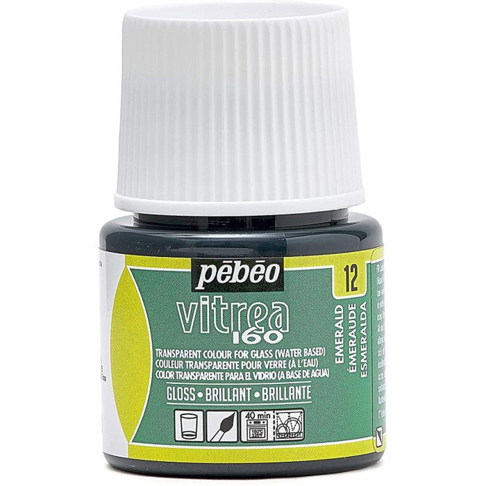 Peinture pour verre - Pébéo - Vitrea 160 - Emeraude N°12 - 45ml - Brillant
