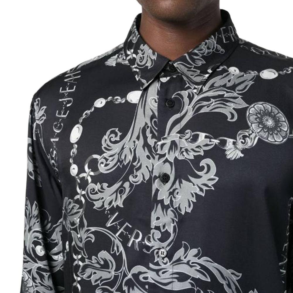 Versace Jeans Couture Chain Couture Printed Button Up Shirt 75GAL2R0NS298899