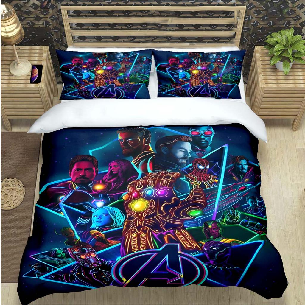 Fashion Superhero A-Avengers Print Bedding Set Duvet Cover Comforter Bed  Youth Kids Girl Boys Luxury Birthday Gift