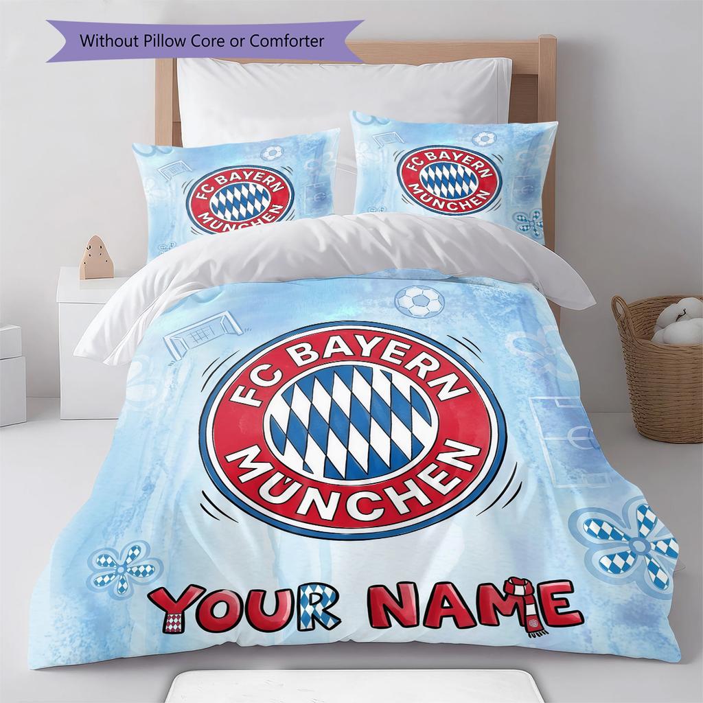 Custom Name FC Bayern München Pattern Bedding Quilt Set Home Decoration Gift (1 * duvet cover + 2 * pillowcase without core)