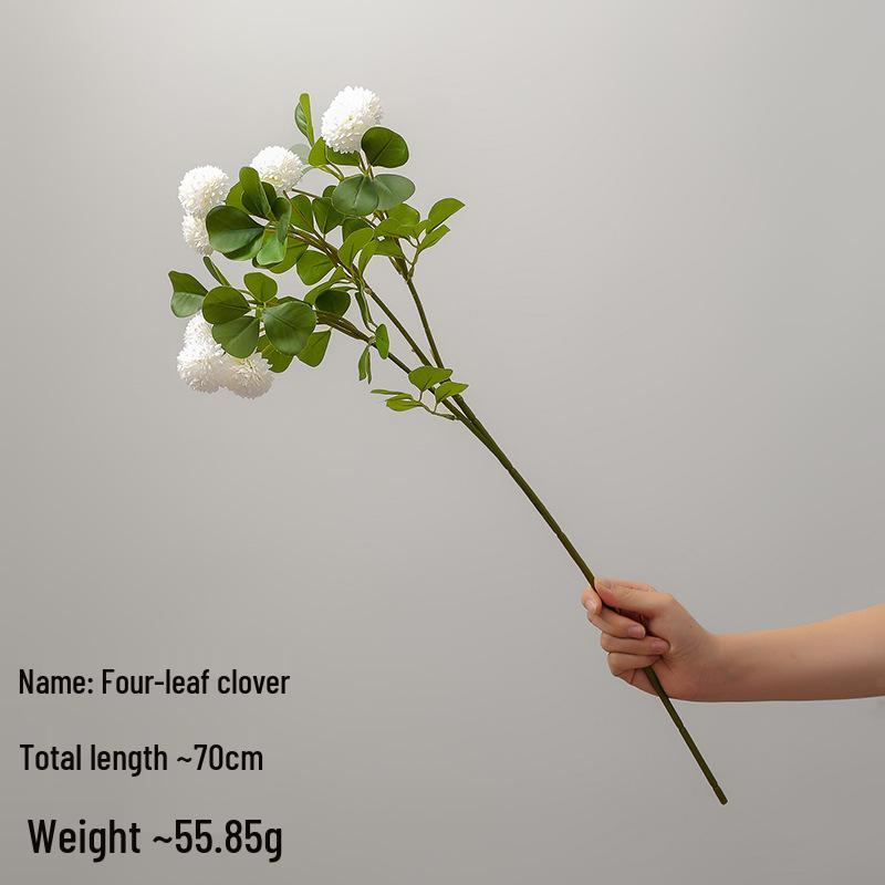 White Four-Leaf Clover Artificial Wedding Flower Arrangement for Decoration