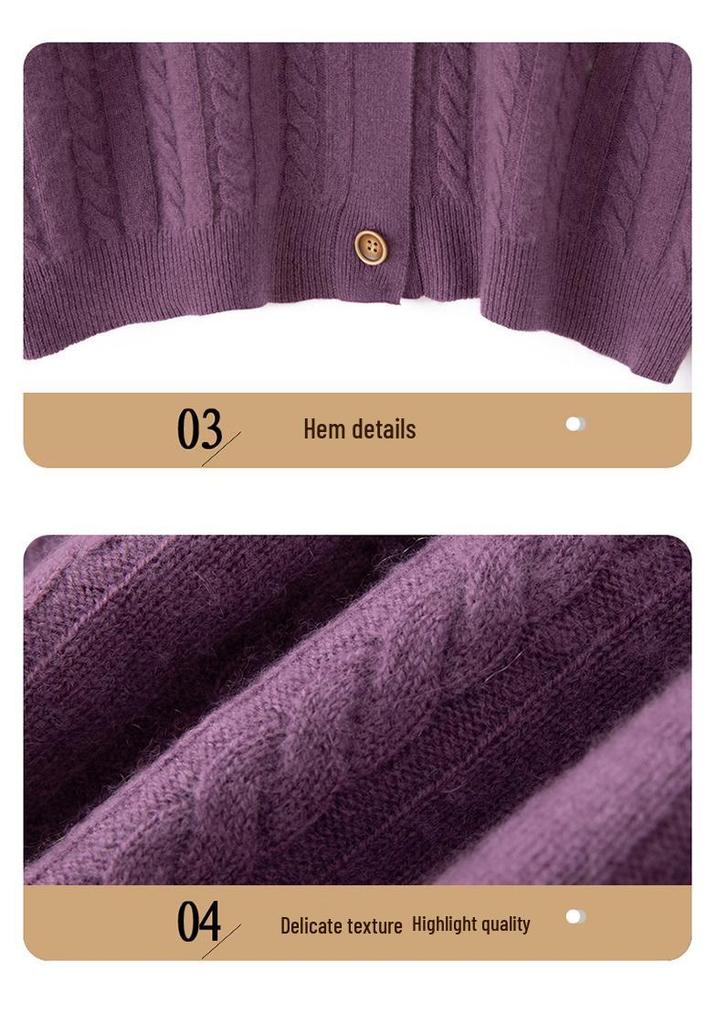 Women's Pure Cashmere Cardigan V Neck Loose Knitwear Sweater, Autumn 2023 Collection
