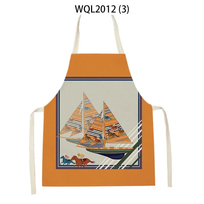 Retro Equestrian Kitchen Aprons for Women Men Linen Baking Bibs Household Cleaning Pinafore Animal Horse Home Cooking Apron