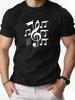 Unisexs Tee Treble Clef And Musical Note Line Pattern Print Cotton Short Sleeve Male Casual Streetwear Outdoor Daily Basic Top