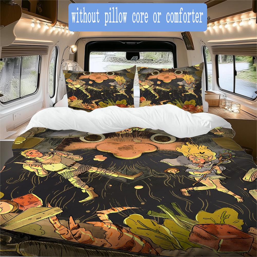 Delicious in Dungeon Pattern Bedding,Quilt Set Quilt Cover Pillowcase Home Birthday Gift (1*duvet cover+2*pillowcase,without core)XSJT0917270