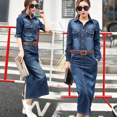 2024 Robe Jeans Kleid Frauen Taste Tasche Niet Vintage Beiläufige Lange Denim Kleider Damen Schlank, Figurbetontes Kleid Robe Femme