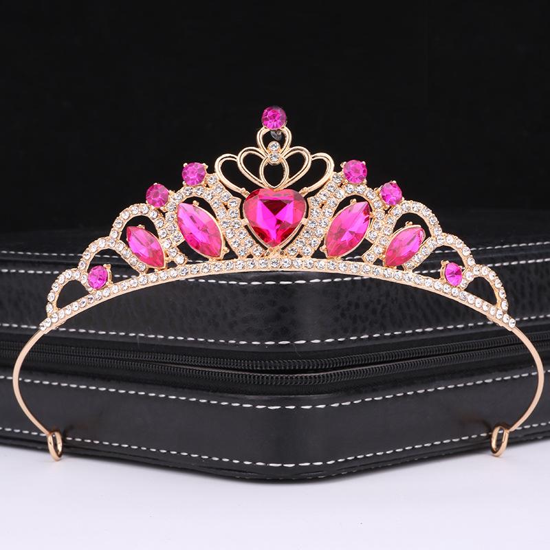 Children's Princess Crown Hair Accessories Alloy Rhinestone Love Crown Girls Birthday Headwear