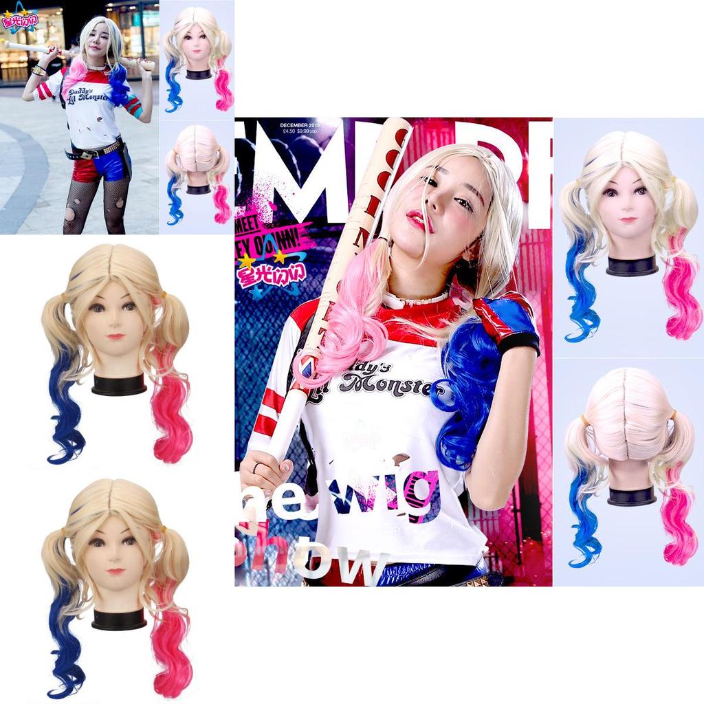 Suicide Squad Harley Quinn Cosplay Wig With Synthetic Fiber For Halloween Costume Parties