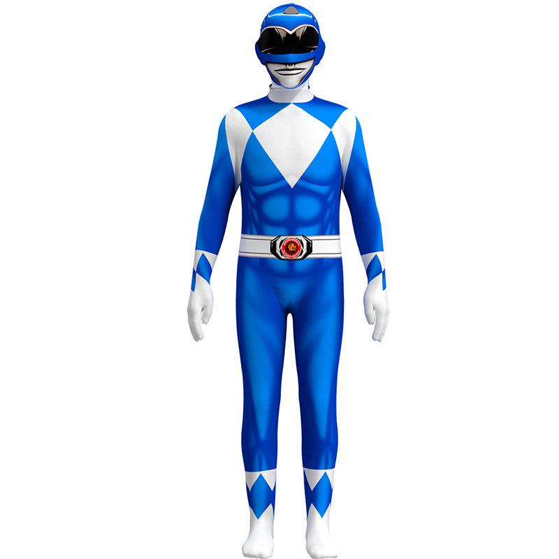 Dinosaur Super Sentai T-Rex and White Tiger Cosplay Bodysuit - Red/Blue Costume
