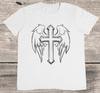 Cross with Angel Wings T Shirt Christian Cross %100 Premium Cotton