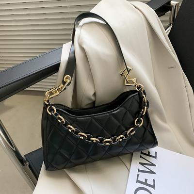 Sac à bandoulière noir de niche rétro pour femmes, sacs à chaîne polyvalents, une épaule, bandoulière monochrome à la mode, nouveau