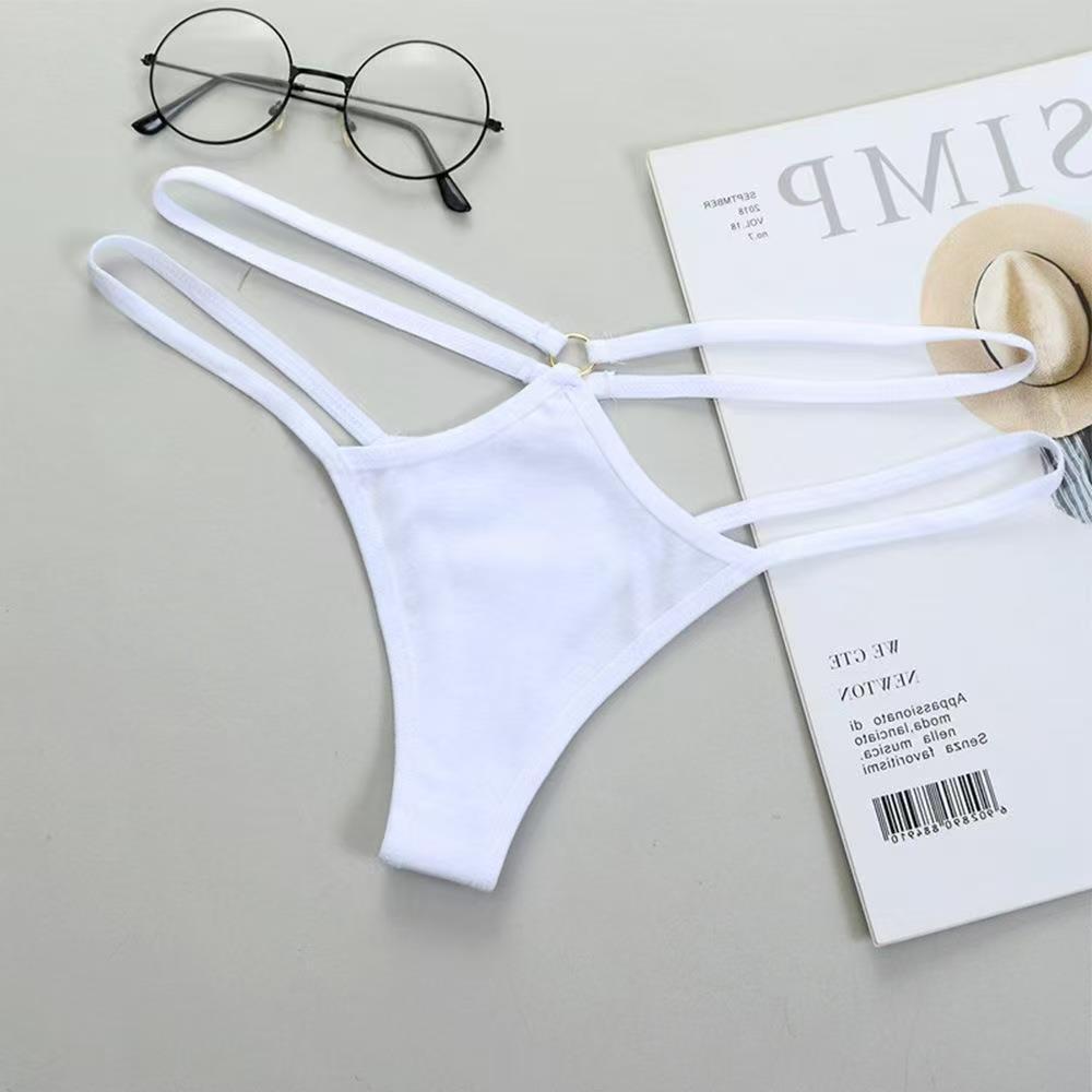 

Plus Size Sexy Low Waist Thongs with Hot Thin Strap Crossover Large білий
