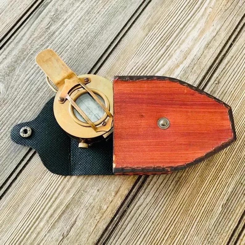 Marine Pocket Compass Gift Vintage Nautical Solid Brass WWII Military Compass Collectible
